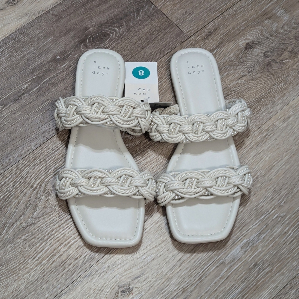 NWT New A New Day Target sarafina woven braided two band sandals slides 8